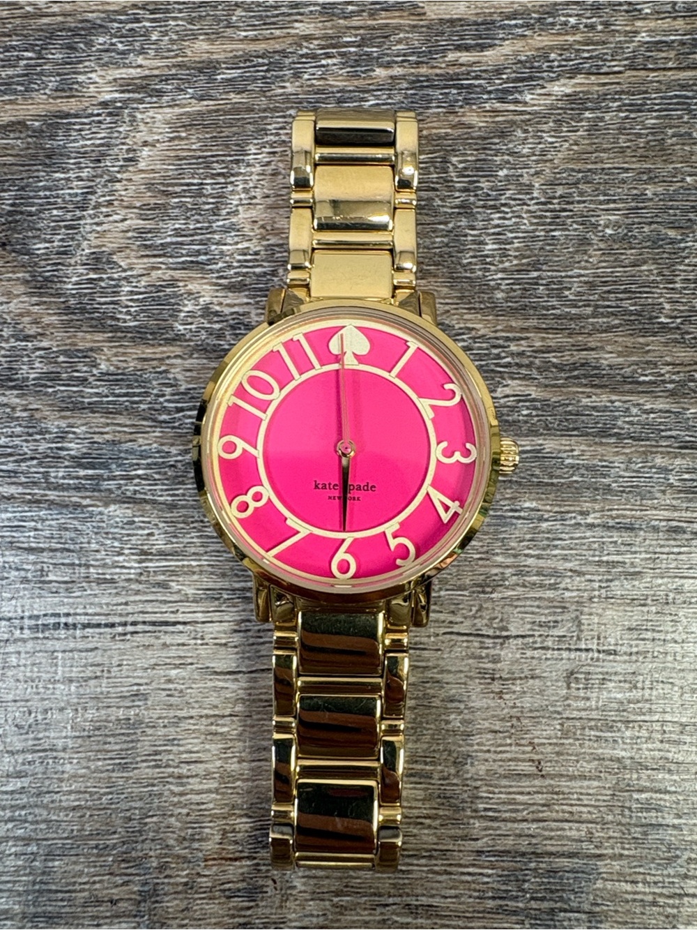 Kate Spade New York Gold-Tone Hot Pink Metro Spade Dial Watch